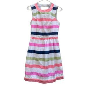 Vineyard Vines Striped Sleeveless Dress Cotton Lined Back Zip Cut Out Women's 2